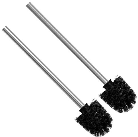 Nirox 2er Set Klobürsten Schwarz - WC Bürsten mit 8 cm Durchmesser - Toilettenbürste mit Edelstahlstiel - Klobesen in elegantem und edlem Design - Abnehmbare Bürstenköpfe