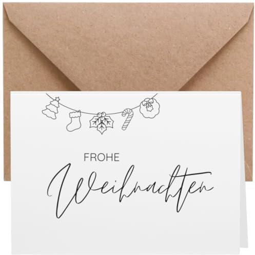 ZETTMANN® 20er Premium Weihnachtskarten mit Umschlag Set - 10 lustige Weihnachtskarten und 10 Umschläge I Weihnachtskarten klein (Girlande)