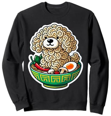 Noodle Dog Ramen Funny Poodle Bowl Chinese Food Cute Kawaii Sweatshirt