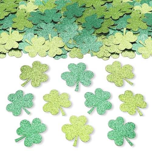 ParPix 100 Stück Kleeblatt Konfetti Grün, Glitzer Kleeblatt Streudeko, Groß 3,5cm Glücksklee Tischdeko, St Patricks Day Deko Konfetti, Kleeblatt Glücksbringer Streudeko, Silvester Deko Kleeblätter
