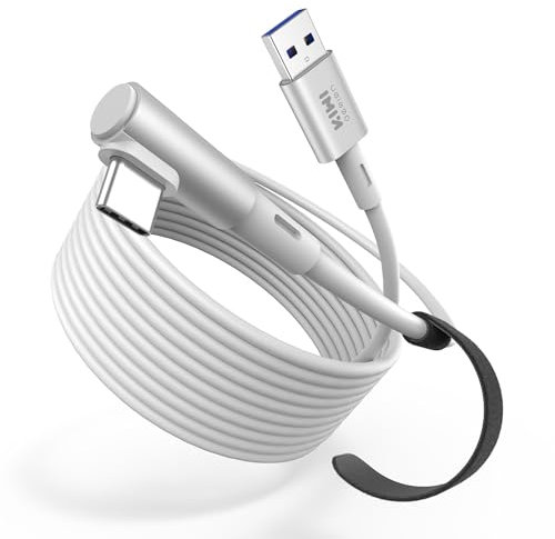 KIWI design Cavo Link con Caricamento 5M Compatibile con Meta Quest 3s Quest 3 Quest 2/Pro/Accessori Pico 4 e PC/SteamVR, Cavo USB 3.0 a USB-C con Super Velocità 5 Gbps, per Gioco Prolungato