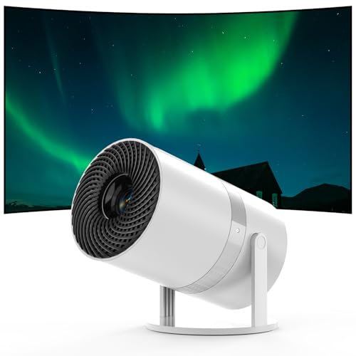 【Auto Keystone】Mini Projector WiFi6 Bluetooth with Android App, 210° Rotatable Portable Projector 4K 1080P Supported, Video Projector, Compatible with TV Stick, Smartphone (bullet in Android App)