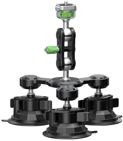 NEWFUN Soporte Camara, Kit Montaje Coche Triple Ventosa, Soporte de Ventosa para Cámara de Techo, Compatible con Insta360/Gopro
