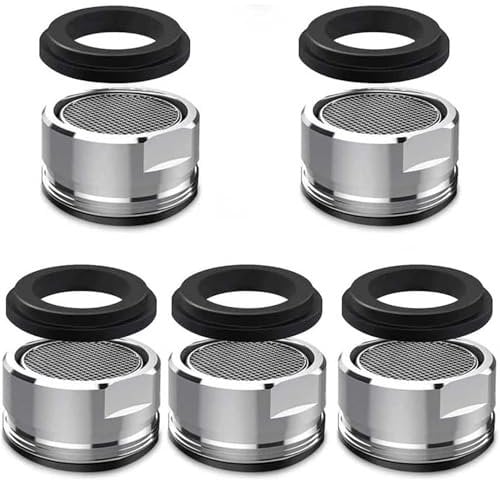 5Pcs Tap Filter, Tap Aerator Replacement Insert 24MM, Brass Male Spout Threaded Aerator with Gasket, Tap End Nozzle Replacement for Kitchen Shower Sink