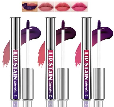 Baorder 3PCS Peel Off Lip Liner Stain,Matte Peel Off Lip Gloss,Highly Pigmented Long Lasting Lip Stain Peel Off,Peel Off Lip Tint Stain Non-Stick Liquid Lipstick Lip Stain Liner
