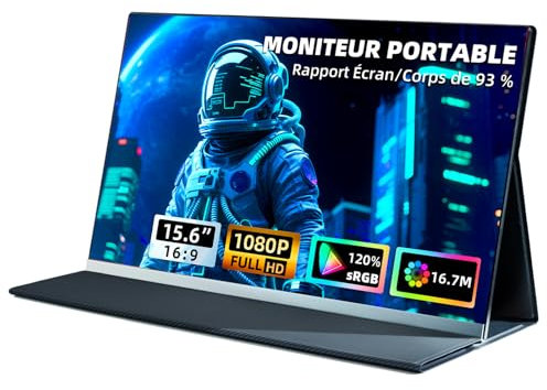Newwin Écran Portable 15,6 FHD 1080P IPS HDR Deuxième Ecran Portable Moniteur de Voyage 120% sRGB USB-C HDMI Plug & Play Moniteur de Jeu Externe pour Ordinateur Portable PC Mac Switch Xbox PS3/4/5