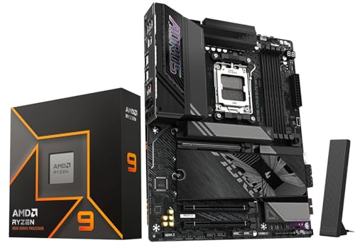 Micro Center Processore CPU AMD Ryzen 9 9950X con scheda madre GIGABYTE X870E AORUS Elite WIFI7 AM5 (ATX, DDR5, 4X M.2, PCIe 5.0, USB4)