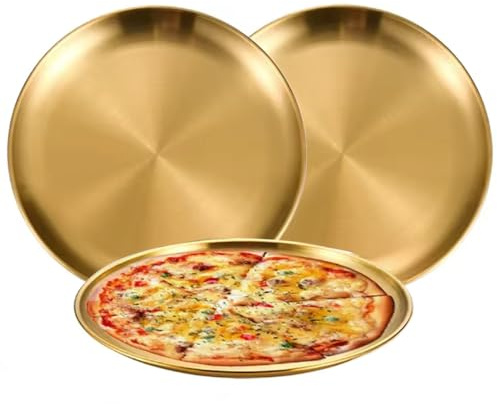 Lot de 3 assiettes rondes en acier inoxydable - 20 cm de diamètre - Pour pique-nique, randonnée, cuisine, fête
