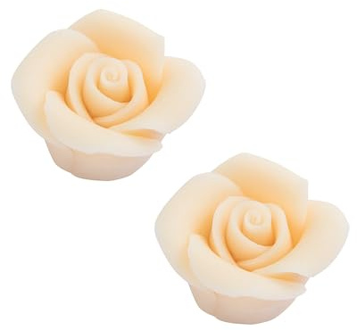 Déco Relief - Boite de 48 Roses Blanches en Pâte d'Amande - Taille 24 mm - Décorations Alimentaires Gâteaux, Pièces- Montées - Mariage, Noël, Anniversaire - DR50116