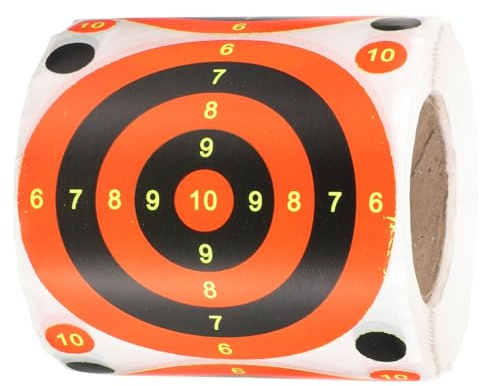 NIYANGLE Étiquettes Autocollantes Fluorescentes pour Tir, 76 Mm X 76 Mm, Lot de 200 Feuilles, Autocollants Ronds Éclaboussures, Labels Pratiques pour Entraînement de Tir Sportif, Outil