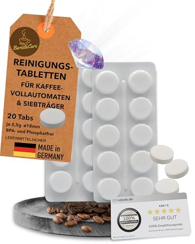Reinigungstabletten für Kaffeemaschinen 2,5g Premium Coffee Machine Cleaning Tablets - Kaffeevollautomaten, Siebträger & Espressomaschinen (Sage, Siemens, Jura ++) – Made in Germany 20Tabs
