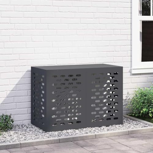 GeenYuu Cubierta de aire acondicionado antracita de acero 100 x 50 x 70 cm resistente a la intemperie e impermeable con protección contra el polvo para unidades exteriores, aire acondicionado split y