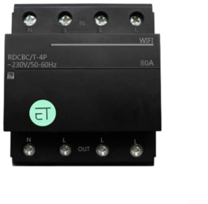 Smart WLAN Schalter 4P 63A mit App-Steuerung – Intelligentes für relais für Dreiphasen-Systeme, Sprachsteuerung & Timer, DIN-Schiene Montage für Hausautomation(4P-63A)
