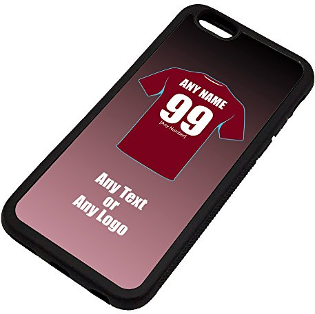 Personalised Gift - West Ham iPhone 6 / 6s Case (Black, Football Club Design Theme) - Any Name/Message on Your Unique - Apple TPU - The WestHam Irons Hammers Academy of Football
