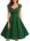 bbonlinedress 1950er Vintage Retro Cocktailkleid Rockabilly V-Ausschnitt Faltenrock Green 2XL