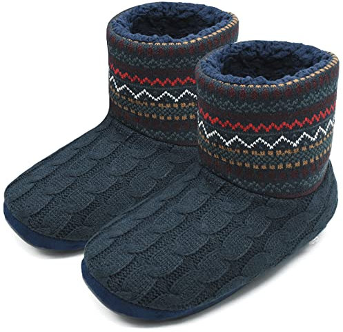 COFACE Hüttenschuhe Herren Warm Winter Hausschuhe Herren Plüsch Flauschig Gefütterte Hausstiefel Männer Fell Haussocken Filz Pantoffeln 43