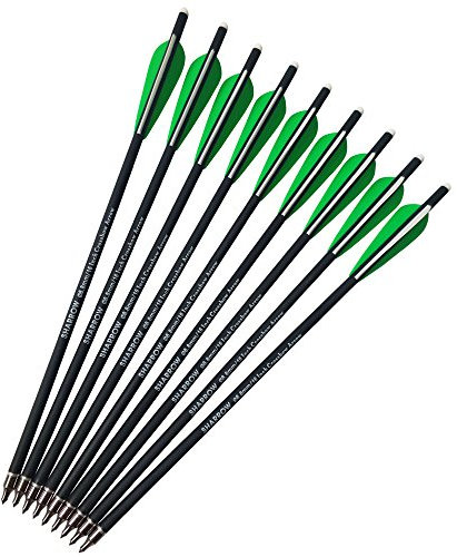 SHARROW 12 Piezas Flechas de Ballesta 16 Pulgadas 17 Pulgadas Flechas de Carbono Pernos Flechas para Ballesta (Verde, 16 Pulgadas)