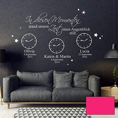 Wandtattoo In diesen Momenten Stand unsere Zeit einen Augenblick still mit Wunschdaten M2443 - ausgewählte Farbe: *pink* ausgewählte Größe: *L - 76cm hoch x 120cm breit*