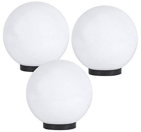 Lampe Sphérique 3er Set 3x Ø 25 cm Terrasses Décoration Blanc Lampes Boule E27 Éclairage de Jardin 230 Volt Éclairage Extérieur avec Plaque de Base