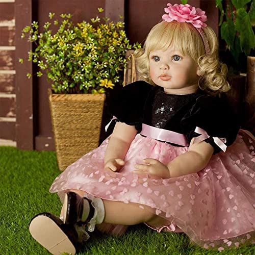 ZIYIUI Reborn Puppen 24 Zoll 60 cm Lebensecht Reborn Baby Mädchen Weiches Silikon Vinyl Reborn Babys Toddlers Neugeborenes Spielzeug Weihnachts Geschenk