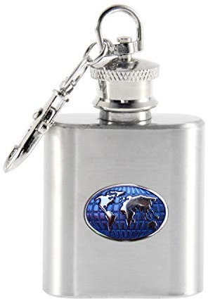 World map 1oz Keyring Hip Flask