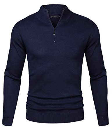 Sykooria Jersey Hombre Invierno Cuello Alto Suéter de Punto Hombre Manga Larga Pullover con Cremallera Ajustado y Elegante
