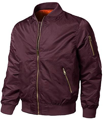 EKLENTSON Men's Softshell Bomber Jacket Casual College Varsity Jacket Windbreaker Pilot Coat Wind Red