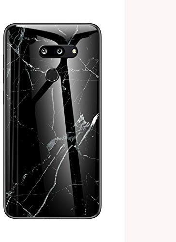 SHIEID Handyhülle für LG G8 ThinQ Hülle,Marmor Gehärtetem Glas & Silikon Rand Hybrid Hardcase Stoßfest Kratzfest Handyhülle Dünn Case Cover für Handyhülle für LG G8 ThinQ (Schwarzes Weiß)