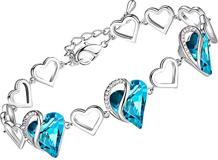 Leafael Infinity Liebe Herz Armband Damen Silber-Ton, Geburtsstein Armbänder für Frauen mit heilenden Kristallen, Allergie-freien Schmuck Damen mit Geschenkbox, 7-Zoll-Kette und 2-Zoll-Verlängerung