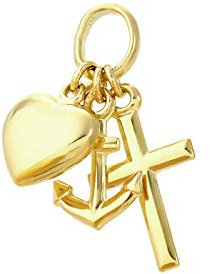NKlaus Glaube Liebe Hoffnung 333 8 Karat Gold gelbgold 7mm kleine Kinder Kettenanhänger 9092