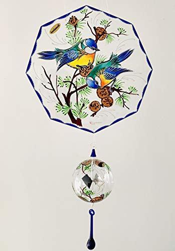 Lichtmühle, mit Glasbild, Sonnenmühle, Sonnenrädchen, Solar, Perpetuum Mobile, höchste Glasbläserkunst, aufwendige Glasmalerei, effektvoller, einzigartiger, dekorativer Fensterschmuck, 23 x 45 cm
