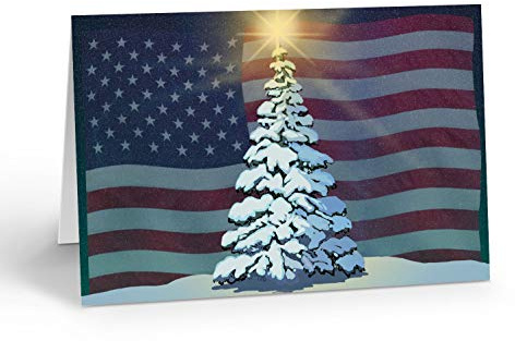 Amerikanische Flagge Weihnachtskarte - 18 patriotische Weihnachtskarten Umschläge - USA Urlaubskarten