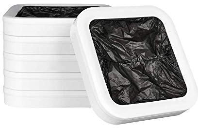 Townew Pack de bolsas de basura Incluy Lot Poubelle avec 6 Anneaux (125 Sacs Environ), Plastique, Blanc