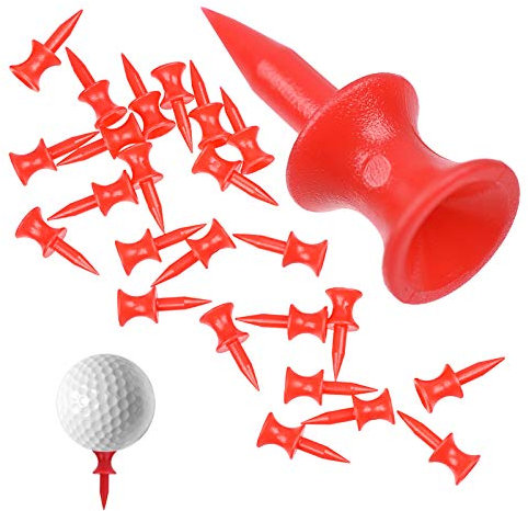 Golf Tees Tee in rot Langlebig Golftees Kunststoff 31mm Golf Tee Tees aus Plastik Premium Golf Tee Tees Set Golf Tees Step Down Golf Zubehör Werkzeug für Professionelle Golf Sport One Size 100 Stück