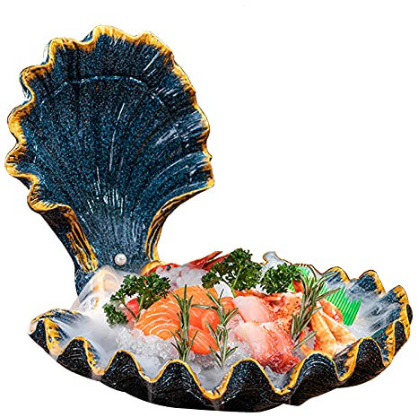 AIZYR Assiettes À Sushi Sashimi en Forme De Coquille Japonaise - Plateau De Service À Sushis Plat De Casse-Croûte De Plat De Nourriture pour Restaurant Home Buffet (Cadeau De Noël)