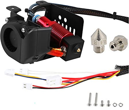 Original komplett montierter Extruder-Hotend-Heizung, blaues PTFE-Rohr-Kit mit extra 2 Stück vergoldeten Messingdüsen, 0,4 mm, für Creality CR-10S PRO, CR10S PRO V2, CR-10 MAX 3D-Drucker-Zubehör