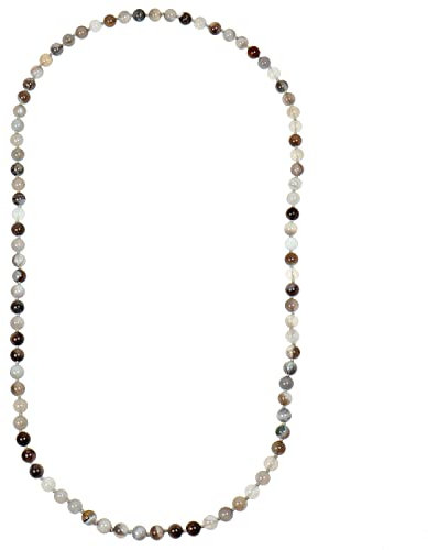 ELEDORO Edelstein Perlenkette Collier endlos geknotet 8mm 80cm lang Botswana Achat