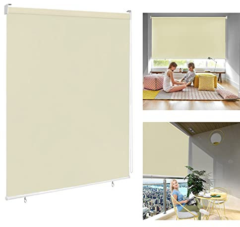 YARDIN Seitenzugrollo Klemmrollo Verdunkelungs-Rollo Outdoorrollo UV-Schutz und Beschattung zum Schutz der Privatsphäre,für Balkon,Terrasse und Garten Beige 180 * 240cm