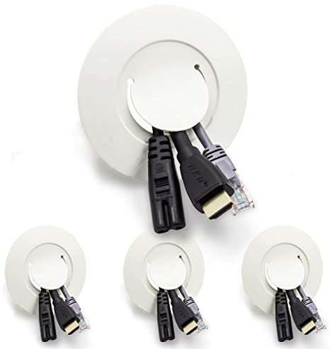 HASA zone Passe Cable Mural pour Câble TV, Cache Cable TV Mural pour Cacher Les Câbles, Incluant 4pièces d'oeillets et de Supports, Scie Cloche Exclue