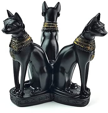 OmyLens Große Bast Katzen Kristallkugelhalter Kugel Display, Natürliche Heilung Feng Shui Glaskugelhalter Basis Baphomet Statue Dekoration für 80mm-150mm Kugel