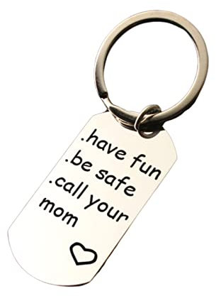 Schlüsselring Edelstahl, Schlüsselring Rostfrei GravurHave Fun Be Safe Call.. Schlüsselanhänger Silber 1 Pcs