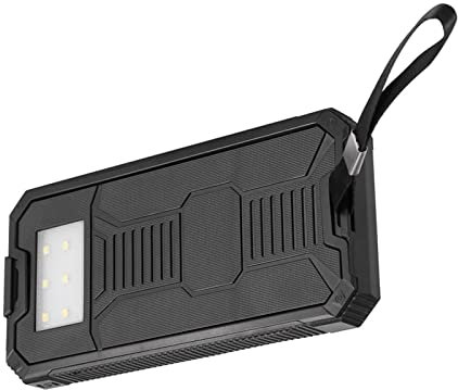 Banco de Energía Solar Piezas DIY Sets, Portátil 20000mAh Cargador Dual USB Puertos Solar Power Bank Case Kit Solar Batería Externa para Todos los teléfonos celulares Tablets(Negro, no Instalado)