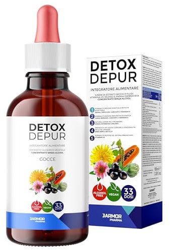 Detox Depur Tropfen 100ml Leber Komplex – Mit Mariendistel, Artischocke, Fenchel, Papaya, Echinacea, Selen und Vitamin D3 - Normale Funktion der Leber – J.Armor Pharma Glutenfrei, Vegan