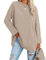 Famulily Women's Casual Plain T Shirts Ladies Round Neck Long Sleeve Tops Comfy Cotton Loose Tunic Blouse Tops Beige XXL