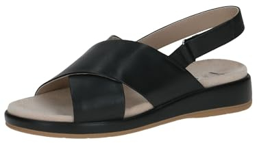 CAPRICE Damen Sandalen flach aus Leder mit Klettverschluss, Schwarz (Black Nappa), 42 EU