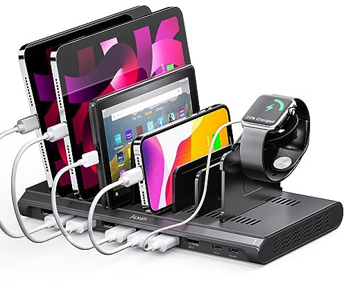 Alxum 120W USB Ladestation für Mehrere Geräte Mit QC 3.0 Schnellladung, PD 45W & USB C 15W - 10 Ports für Tablet, Kindle, iPhone