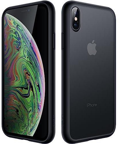 JETech Matte Case for iPhone Xs and iPhone X 5.8-Inch, Shockproof Military Grade Drop Protection, Frosted Translucent Back Phone Cover, Anti-Fingerprint (Black)