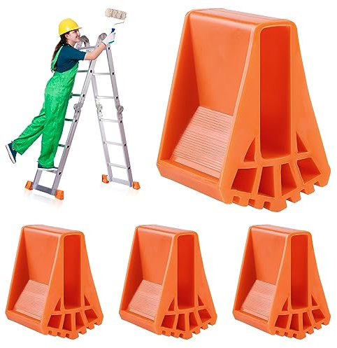 Leiterfüße 4 Stück, SWAWIS Leiter Rutschfeste PVC Leiterfüße, 16 * 63 * 55mm Leiterfußabdeckung, Leiter Schutzpolster für Teleskopleitern Fischgrätleitern, Groß(Orange)
