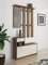 Dmora Ingresso Clint, Entratina Moderna con Specchio, Mobile con scarpiera, Armadietto Multifunzione, 100x25h180 cm, Bianco e Quercia