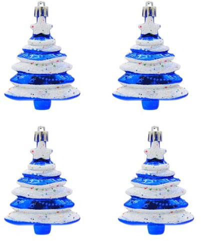 4 Piece Glitter Bauble Christmas Tree Ornaments - 9 x 6 CM, Blue